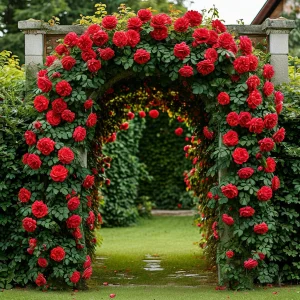 Роза плетистая Алый Триумф купить по цене от 319р. в интернет-магазине «Посадика» с доставкой почтой в в Артеме и по всей России – [изображение №1].